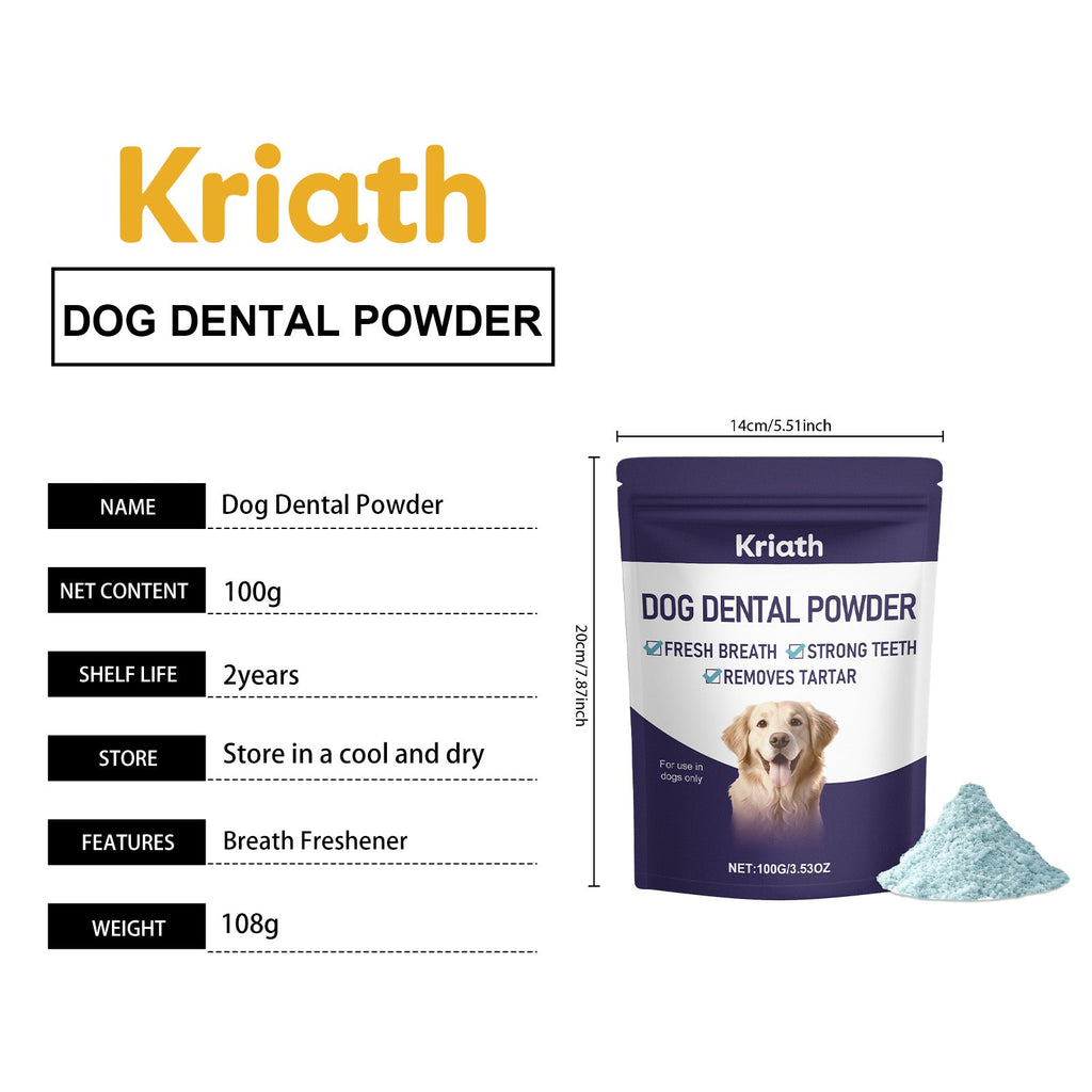 Kriath dog dental powder 100 g pouch and supplier pack details
