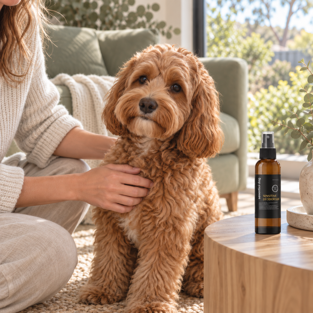 Essential Dog Sensitive Coat Deodoriser — 125mL in a natural Cavoodle or Groodle care routine at home