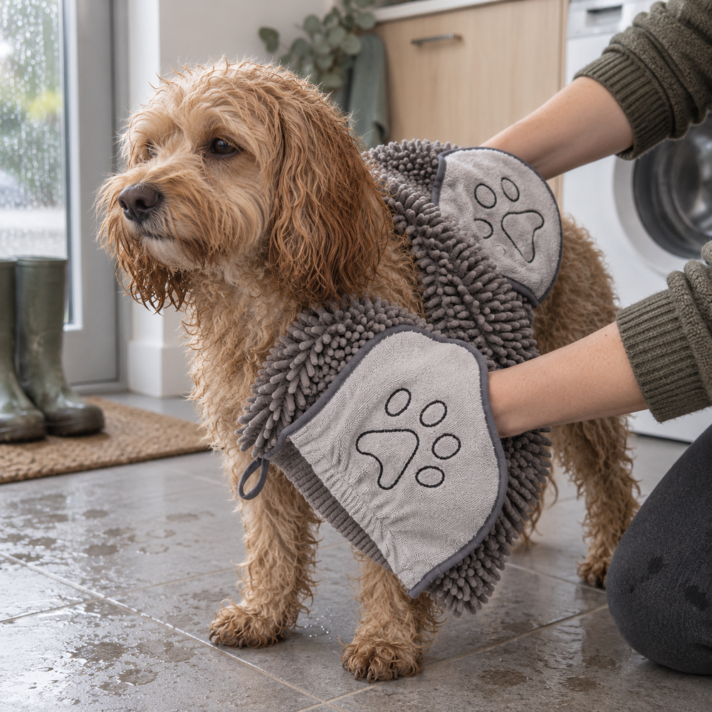 Oodle Chenille Drying Towel with Hand Pockets