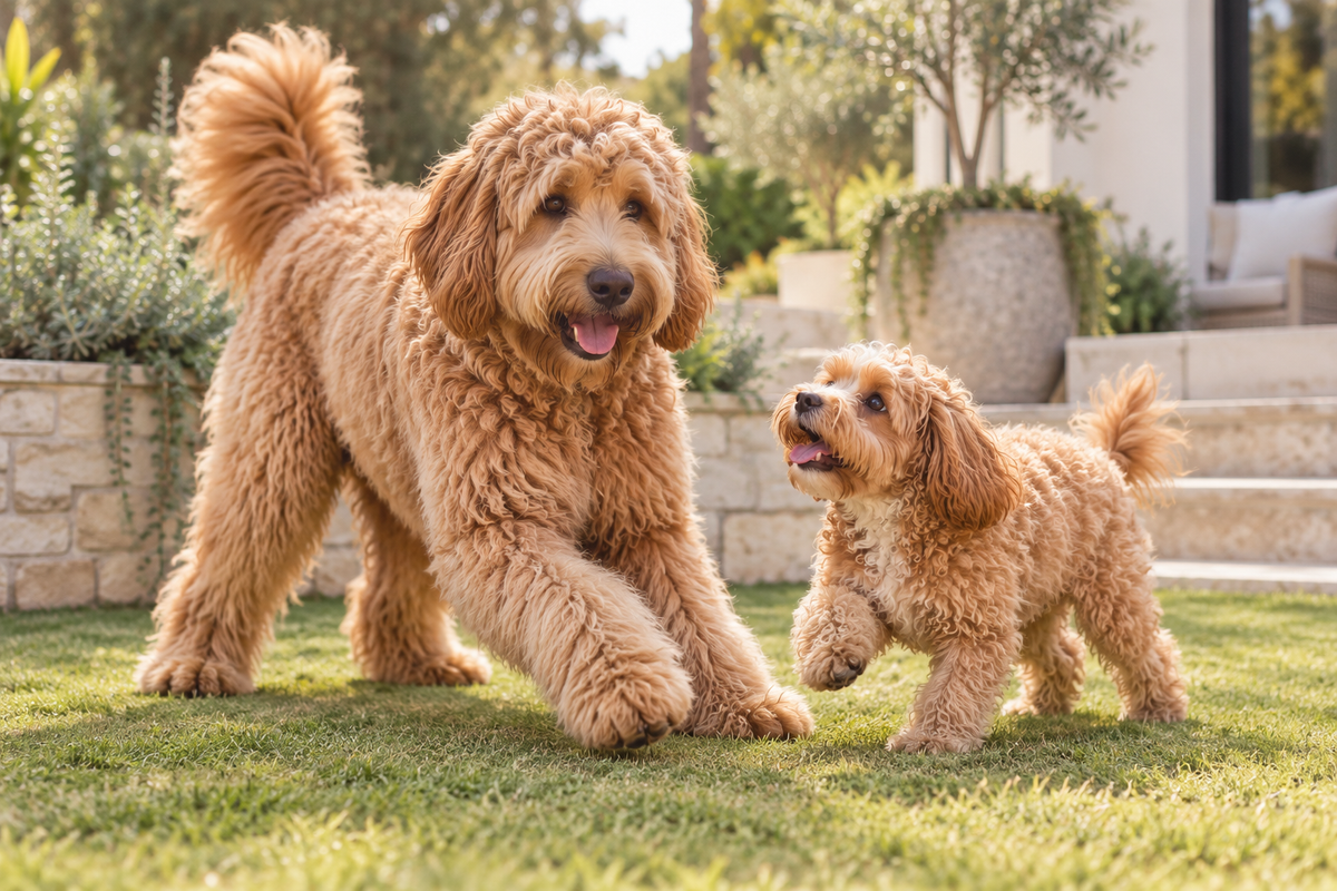 Groodle and Cavoodle lifestyle scene